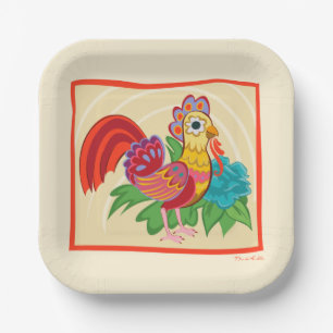 Frida Kahlo Chicken Graphic Paper Plate