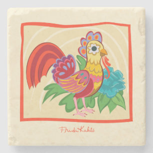 Frida Kahlo Chicken Graphic Stone Coaster