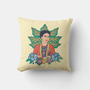 Frida Kahlo Colorful Floral Graphic Throw Pillow