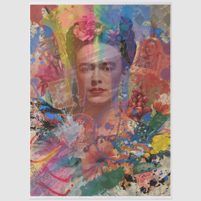 Frida Kahlo Colour Splash Decoupage Tissue Paper | (Front)
