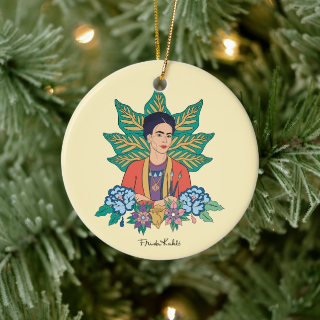 Frida Kahlo Colourful Floral Graphic Ceramic Ornament (Tree)