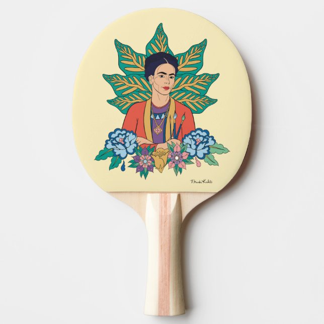 Frida Kahlo Colourful Floral Graphic Ping Pong Paddle (Front)