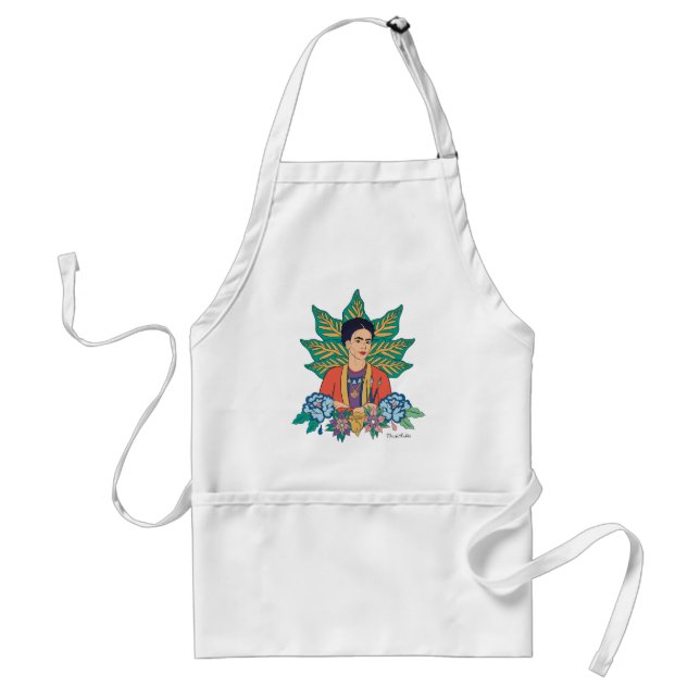 Frida Kahlo Colourful Floral Graphic Standard Apron (Front)