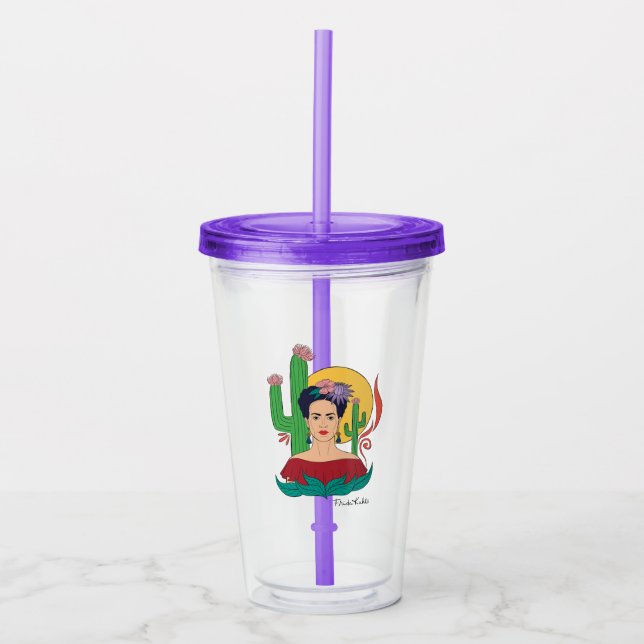 Frida Kahlo Desert Graphic Acrylic Tumbler (Front)