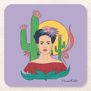 Frida Kahlo Desert Graphic Square Paper Coaster