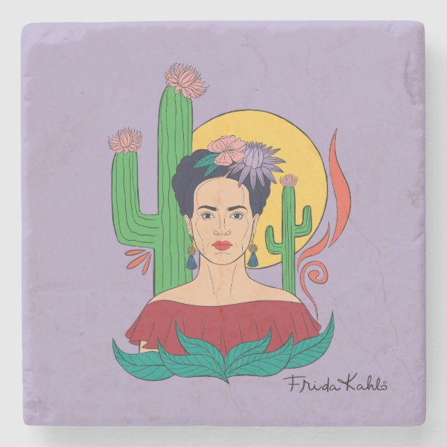 Frida Kahlo Desert Graphic Stone Coaster (Front)
