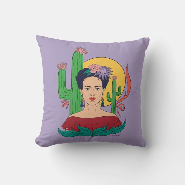 Frida Kahlo Desert Graphic Throw Pillow (Front)