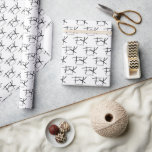 Frida Kahlo "FK" Monogram Signature Pattern Wrapping Paper<br><div class="desc">This gift wrap features a sophisticated repeating pattern based on Frida Kahlo's iconic initials and signature. The stylized "FK" monogram is prominently displayed in bold black, with her authentic full signature elegantly placed beneath each initial. The minimalist design stands out beautifully against a clean white background, creating a chic and...</div>