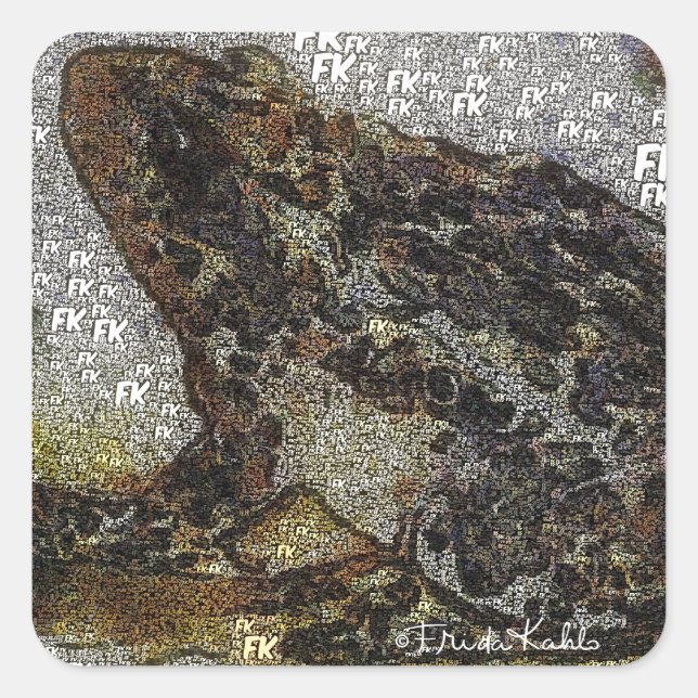 Frida Kahlo FK-Style Frog Painting Square Sticker (Front)