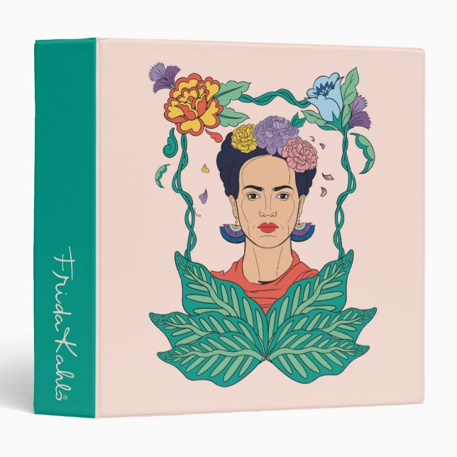 Frida Kahlo Floral Frame Graphic Binder (Front/Spine)