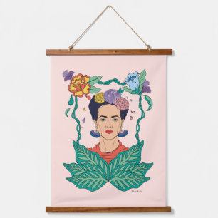 Frida Kahlo Floral Frame Graphic Hanging Tapestry