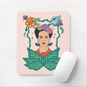 Frida Kahlo Floral Frame Graphic Mouse Pad