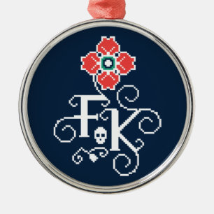 Frida Kahlo   Floral Tribute Metal Ornament