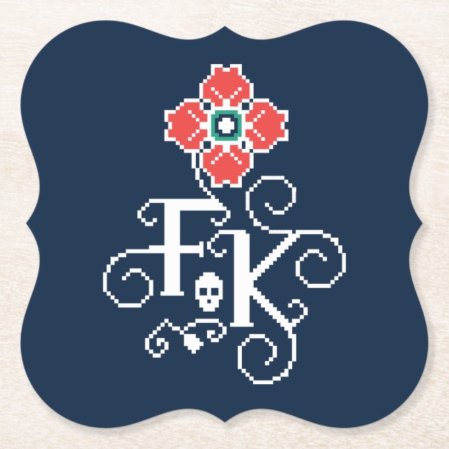 Frida Kahlo | Floral Tribute Paper Coaster (Front)