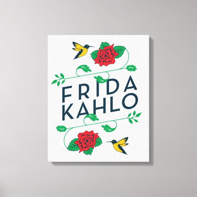 Frida Kahlo | Floral Typography Canvas Print (Front)