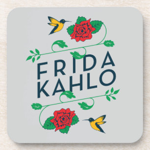 Frida Kahlo Floral Typography Coaster