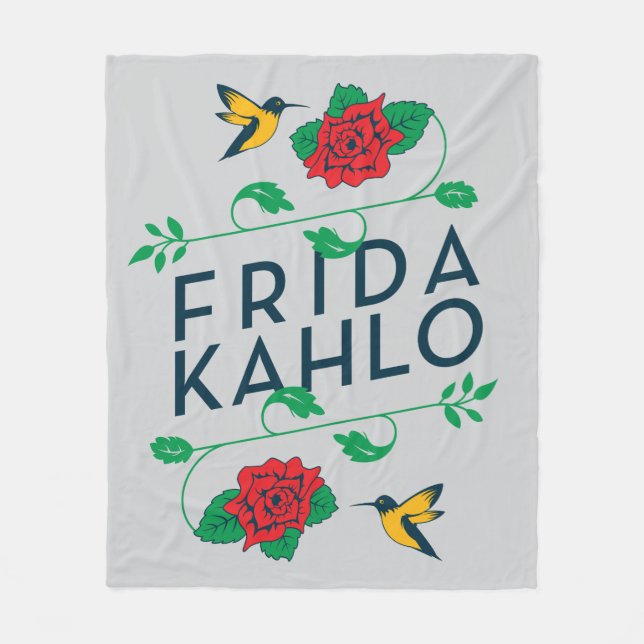 Frida Kahlo | Floral Typography Fleece Blanket (Front)