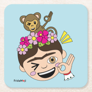 Frida Kahlo FridaMoji - A OK Square Paper Coaster