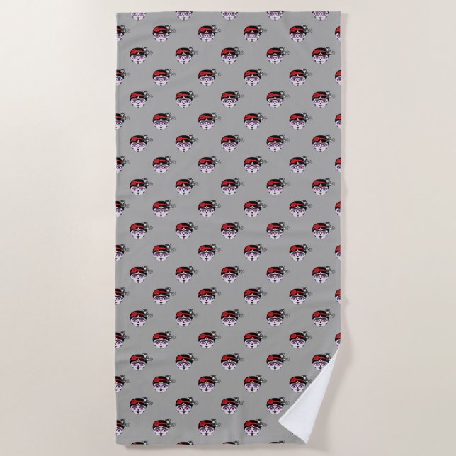Frida Kahlo | FridaMoji - Day of the Dead Beach Towel (Front)