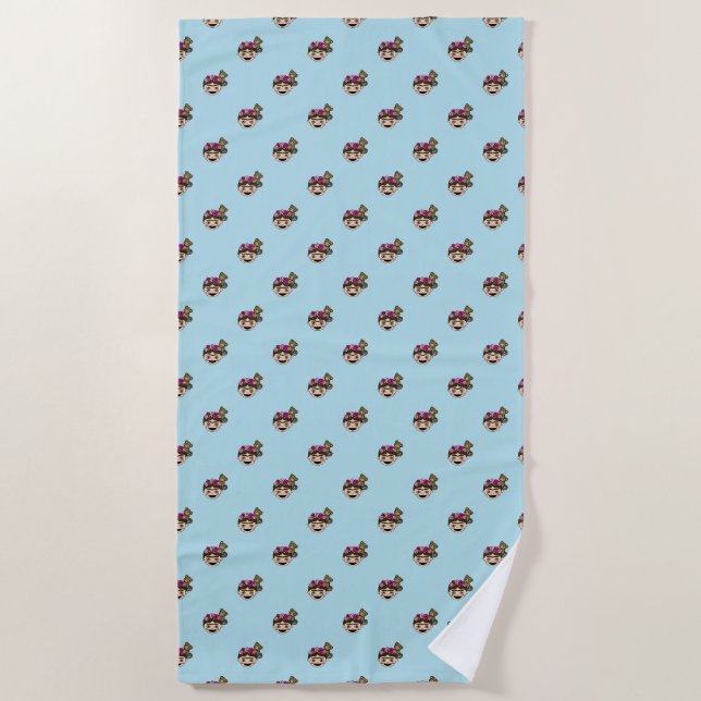 Frida Kahlo | FridaMoji - Happy Frida Beach Towel (Front)
