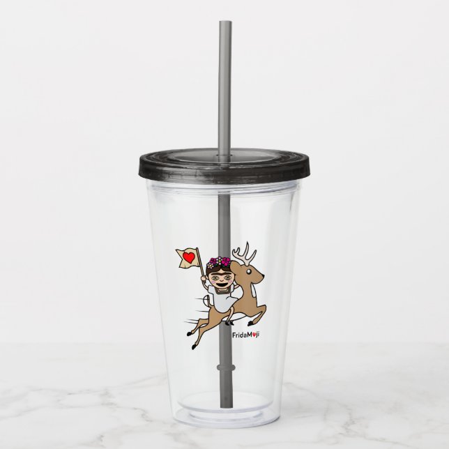 Frida Kahlo | FridaMoji - Reindeer Acrylic Tumbler (Front)