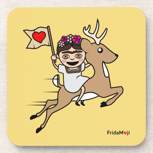 Frida Kahlo | FridaMoji - Reindeer Coaster (Front)