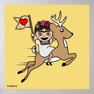 Frida Kahlo   FridaMoji - Reindeer Poster