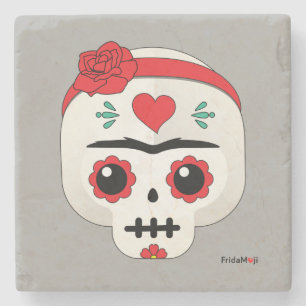Frida Kahlo   FridaMoji - Sugar Skull Stone Coaster