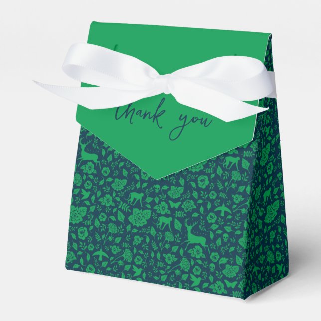 Frida Kahlo | Green & Navy Floral Pattern Favor Box (Front Side)