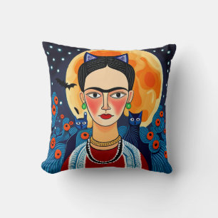 Frida Kahlo Halloween Design Throw Pillow