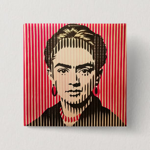 Frida Kahlo in BAUHAUS optical illusion style 2 Inch Square Button