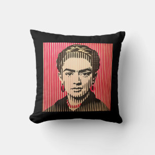 Frida Kahlo in BAUHAUS optical illusion style Throw Pillow