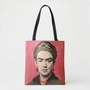Frida Kahlo in BAUHAUS optical illusion style Tote Bag