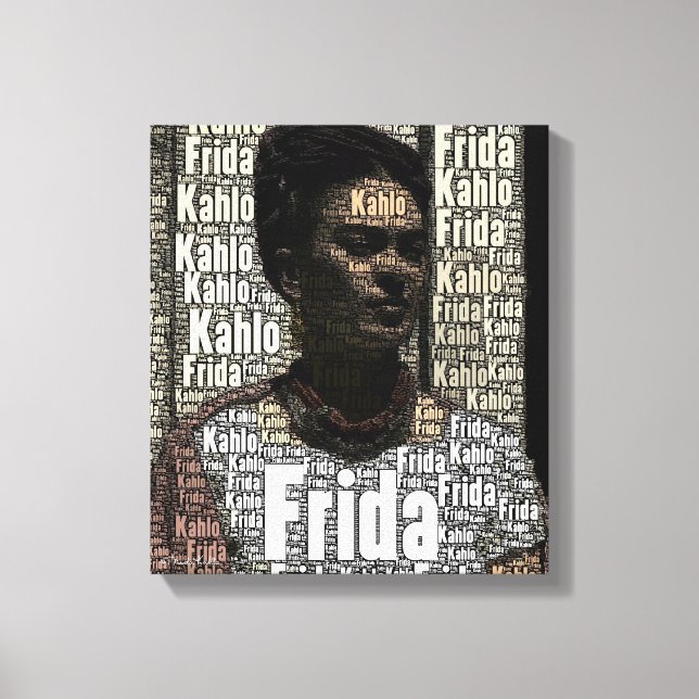 Frida Kahlo Lettering Portrait Canvas Print (Front)