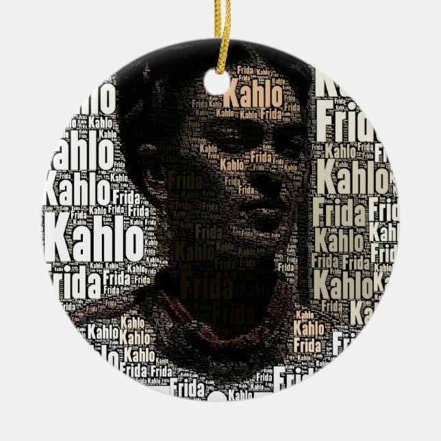 Frida Kahlo Lettering Portrait Ceramic Ornament (Front)