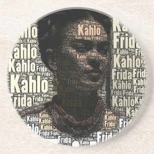 Frida Kahlo Lettering Portrait Coaster