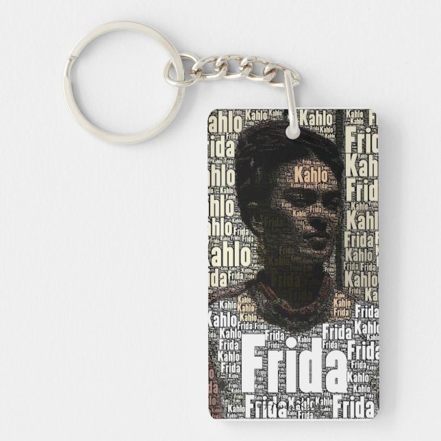 Frida Kahlo Lettering Portrait Keychain (Front)