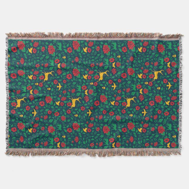 Frida Kahlo | Life Symbols Throw Blanket (Front)