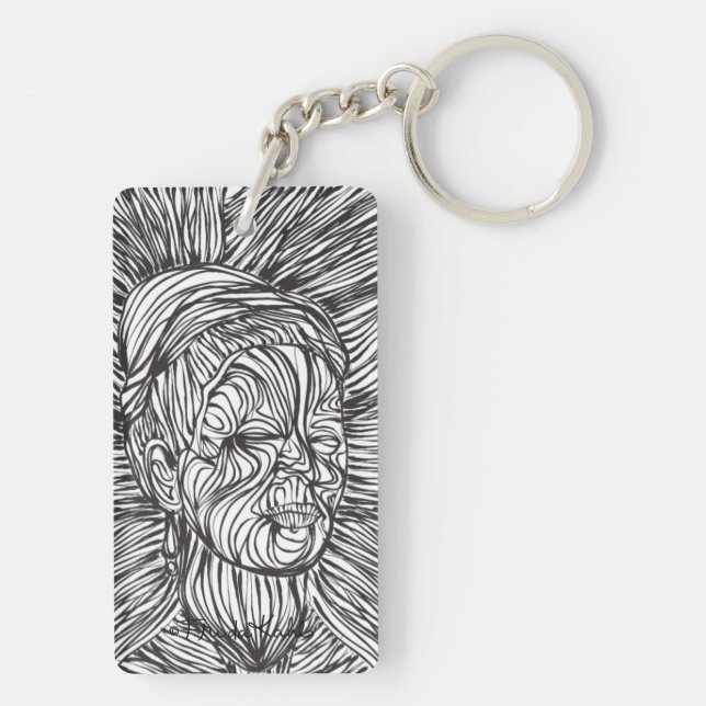 Frida Kahlo Lines Portrait Keychain (Back)