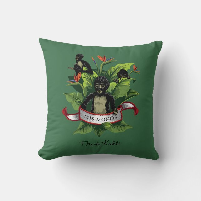 Frida Kahlo | Mis Monos Throw Pillow (Front)