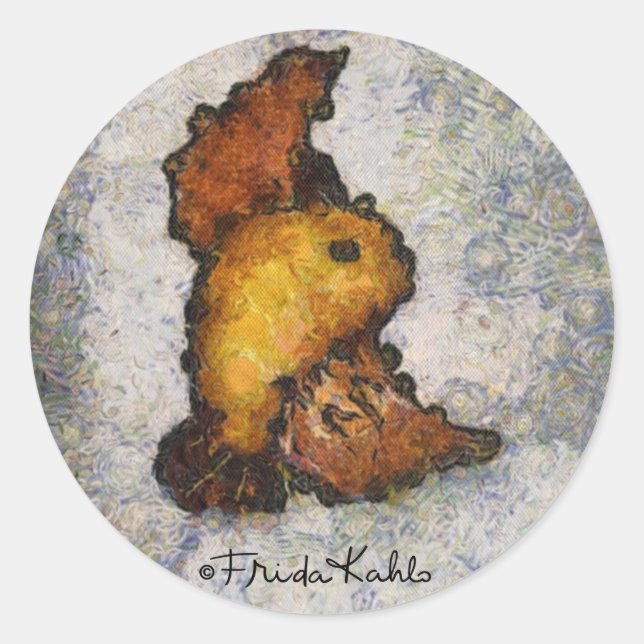 Frida Kahlo Monet-Style Bird Painting Classic Round Sticker (Front)