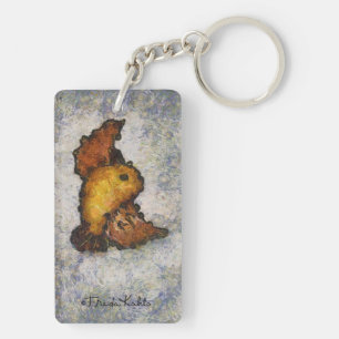 Frida Kahlo Monet-Style Bird Painting Keychain