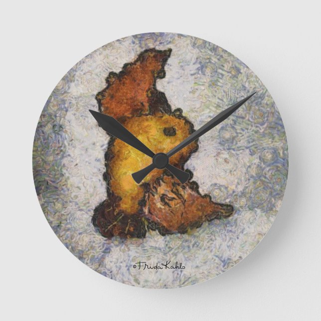Frida Kahlo Monet-Style Bird Painting Round Clock (Front)