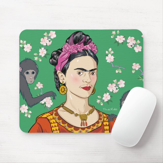 Frida Kahlo Monkey Graphic Mouse Pad (With Mouse)