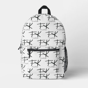 Frida Kahlo Monogram "FK" Signature Pattern Printed Backpack
