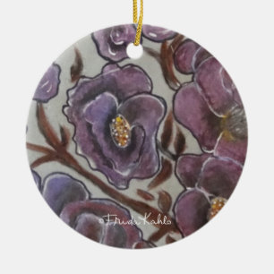 Frida Kahlo Painted Flowers Ceramic Ornament