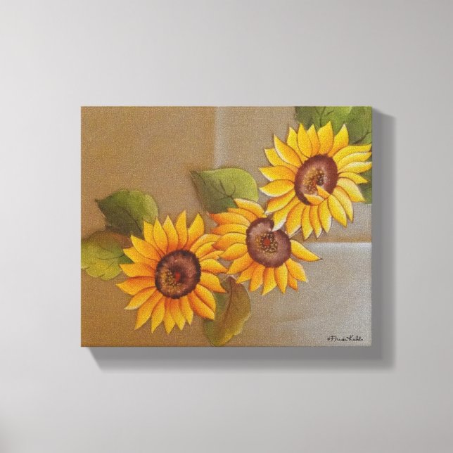 Frida Kahlo Painted Sunflowers Canvas Print (Front)