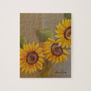 Frida Kahlo Painted Sunflowers Jigsaw Puzzle