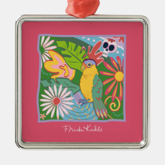 Frida Kahlo Parrot Graphic Metal Ornament