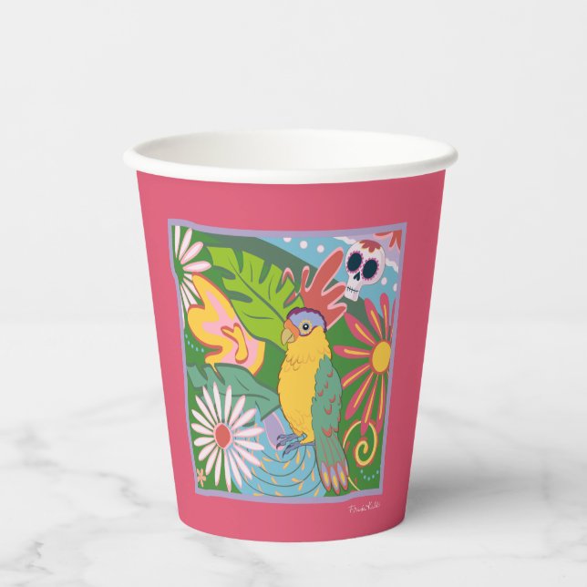 Frida Kahlo Parrot Graphic Paper Cups (Front)